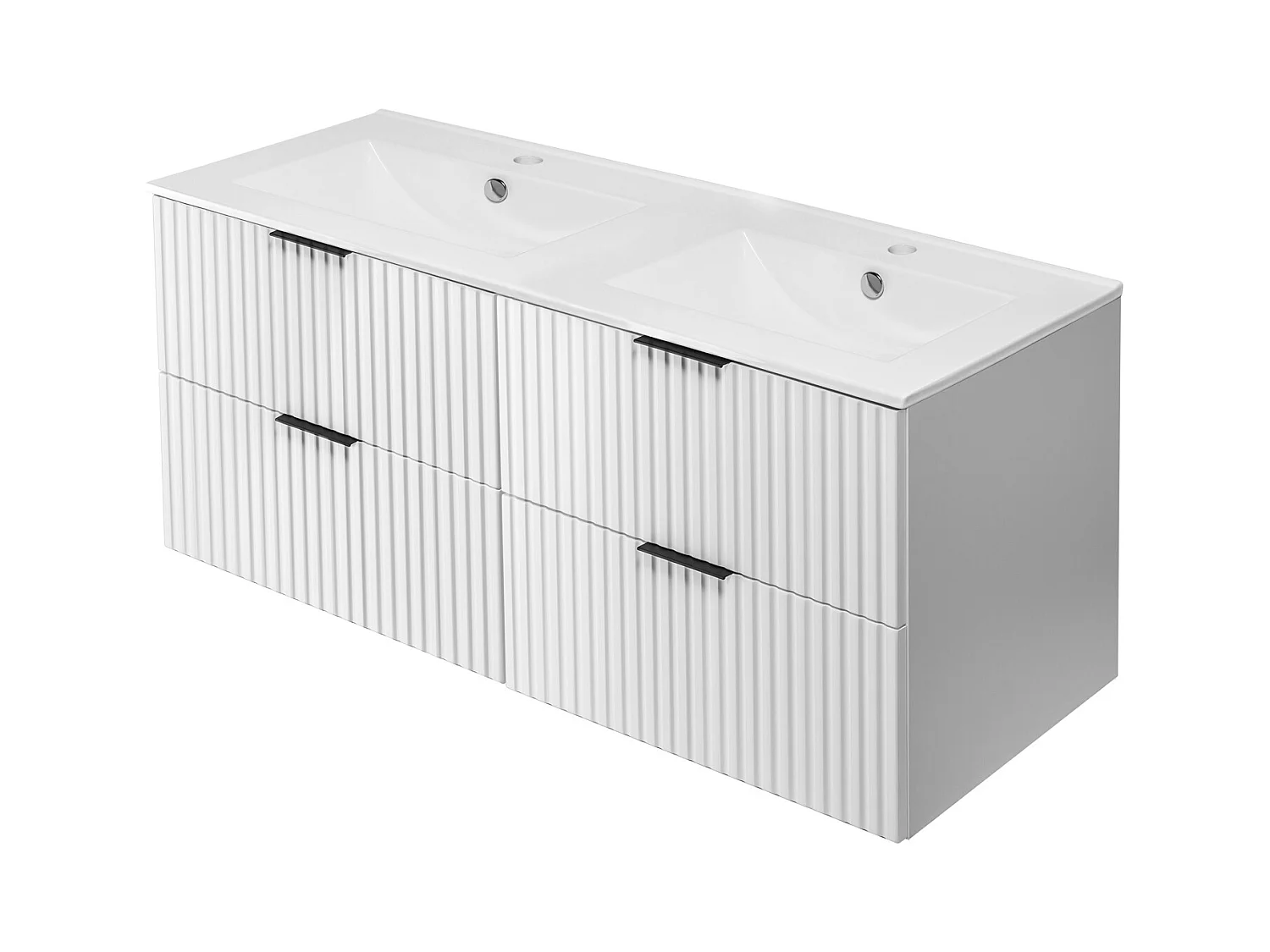 Mobile lavabo, Bianco, 120 (2 x 60 cm) x 57 x 46 cm, maniglia nera, senza piano di lavoro