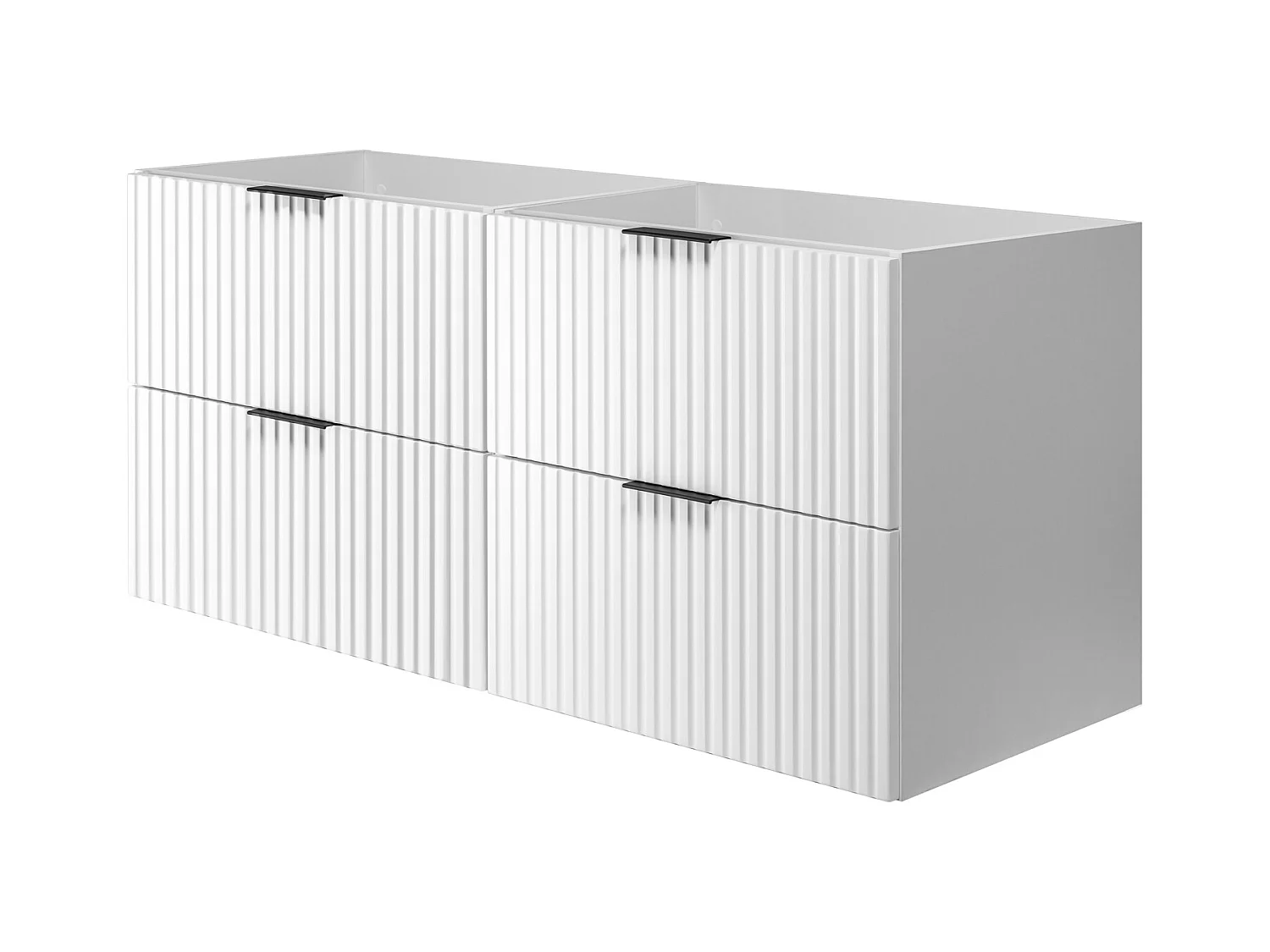 Meuble vasque, Blanc, 120 (2 x 60) x 57 x 46 cm, poignée noire, sans plateau