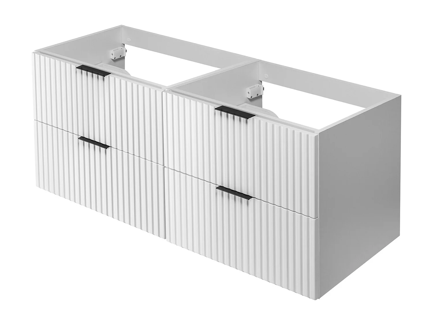 Meuble vasque, Blanc, 120 (2 x 60) x 57 x 46 cm, poignée noire, sans plateau