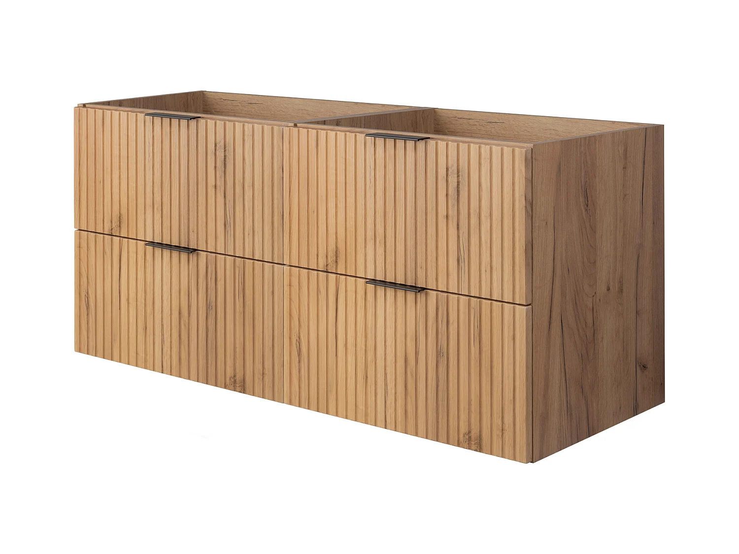 Meuble vasque, Chêne Craft, 120 (2 x 60) x 57 x 46 cm, poignée noire, sans plateau