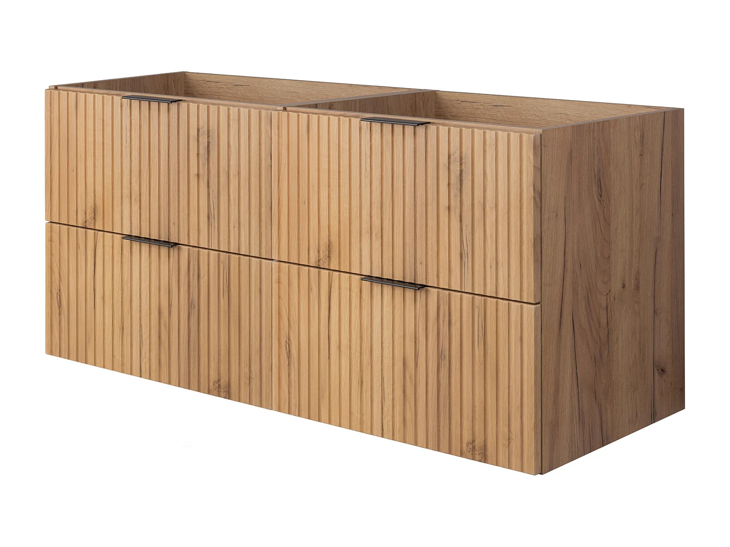 Meuble vasque, Chêne Craft, 120 (2 x 60) x 57 x 46 cm, poignée noire, sans plateau