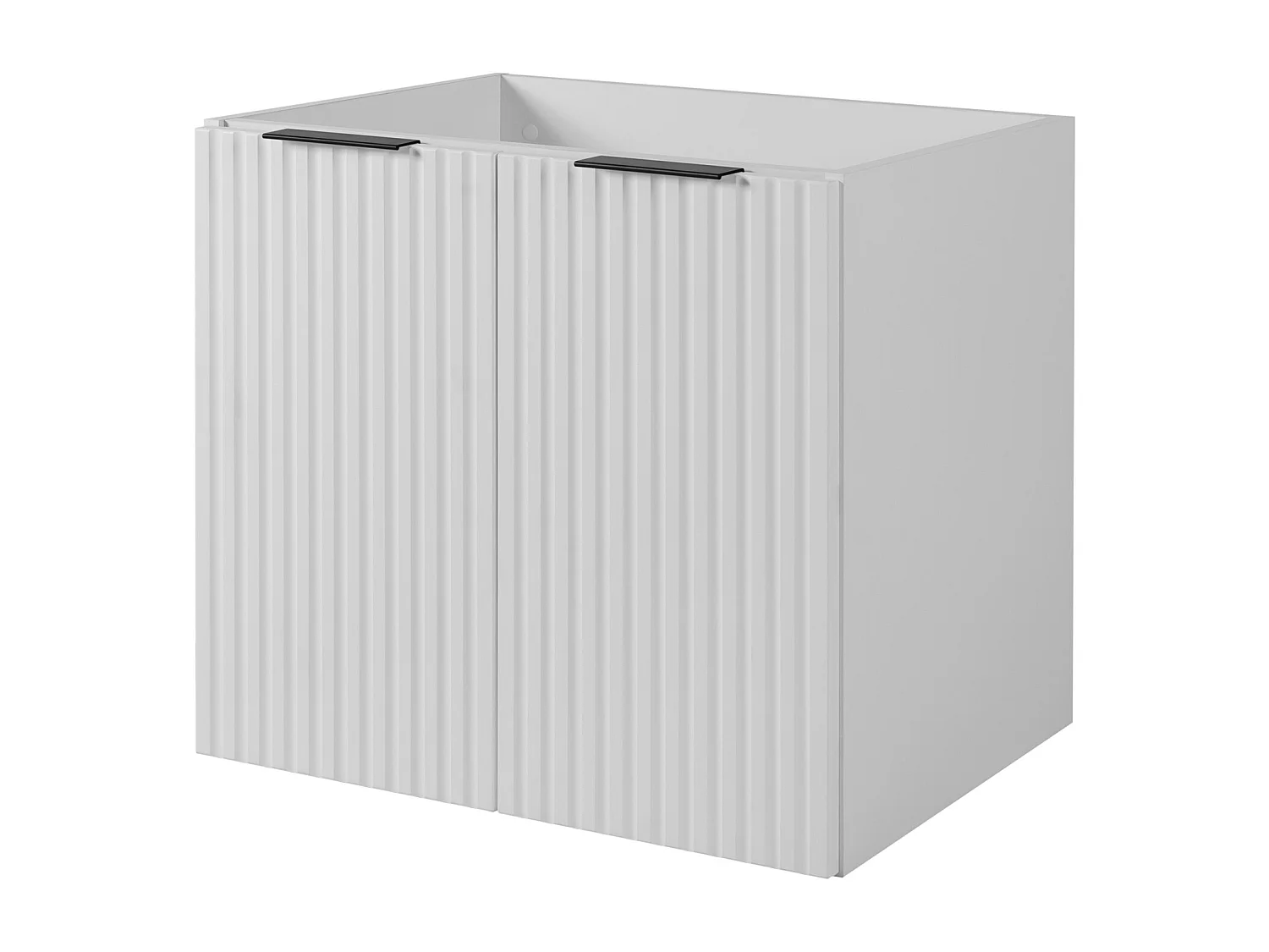 Waschbeckunterschrank, Weiß, Schwarze Griffe, 60 x 57 x 46 cm