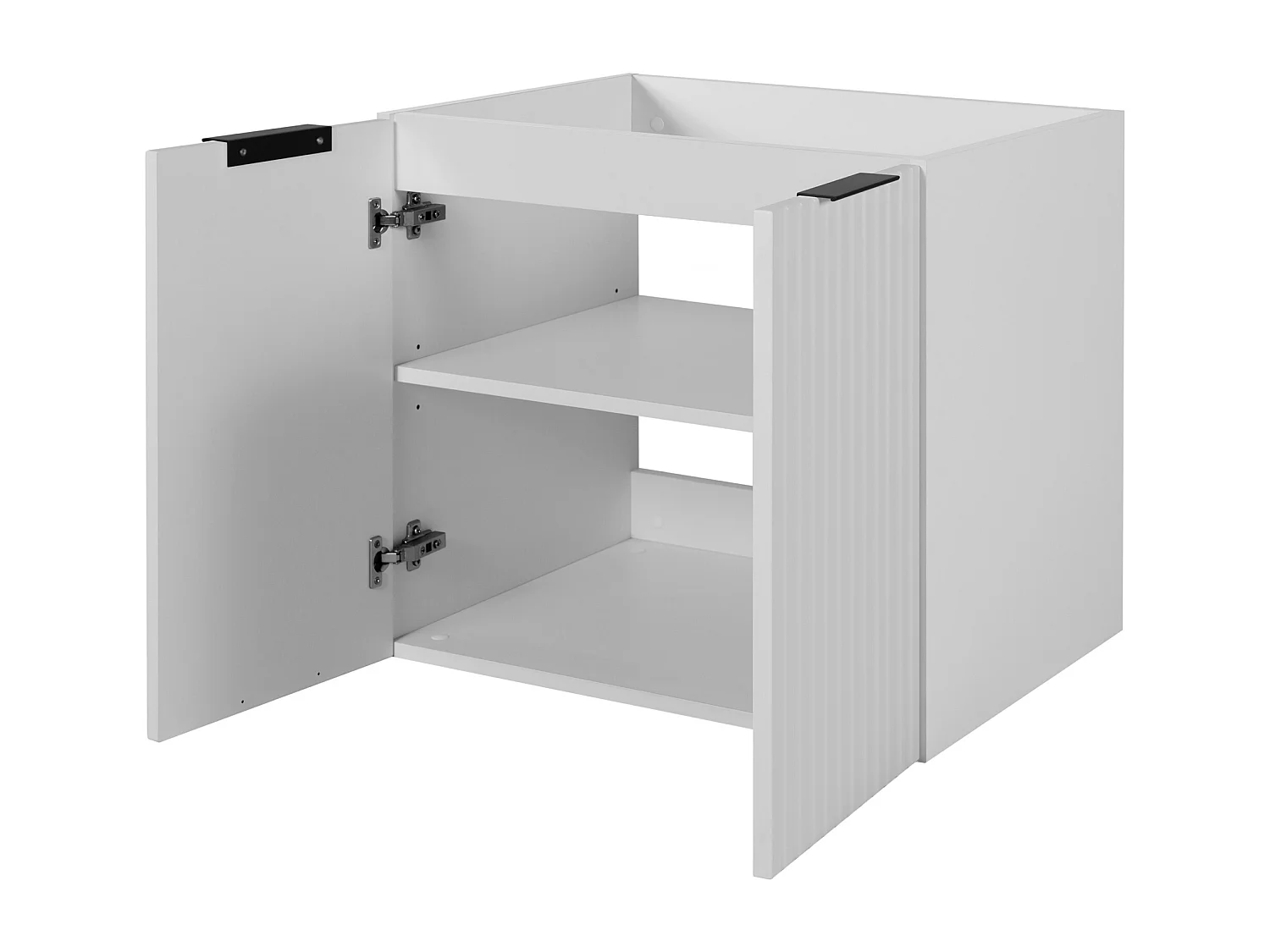 Waschbeckunterschrank, Weiß, Schwarze Griffe, 60 x 57 x 46 cm