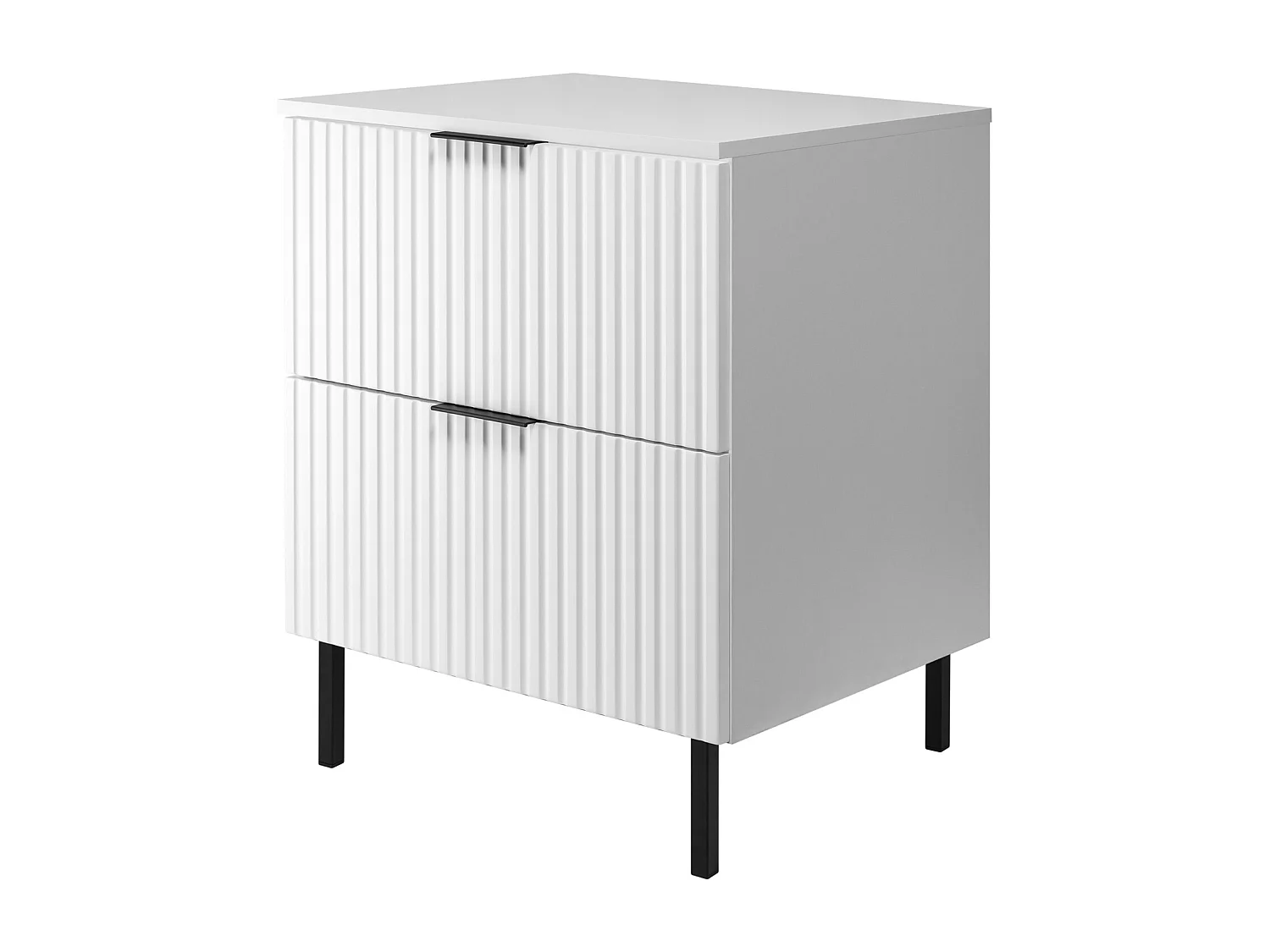 Meuble vasque, blanc, 60 x 77 x 46 cm, poignée noiree, pieds noirs + plan de travail