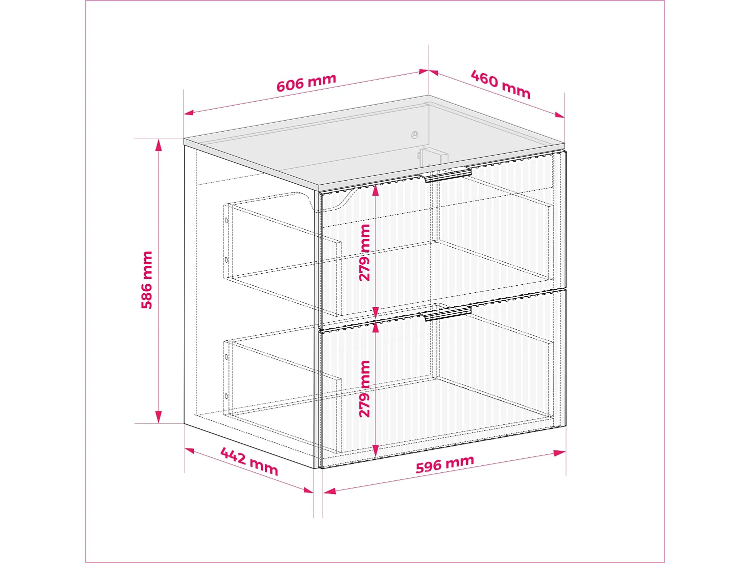 Meuble vasque, blanc, 60 x 77 x 46 cm, poignée noiree, pieds noirs + plan de travail