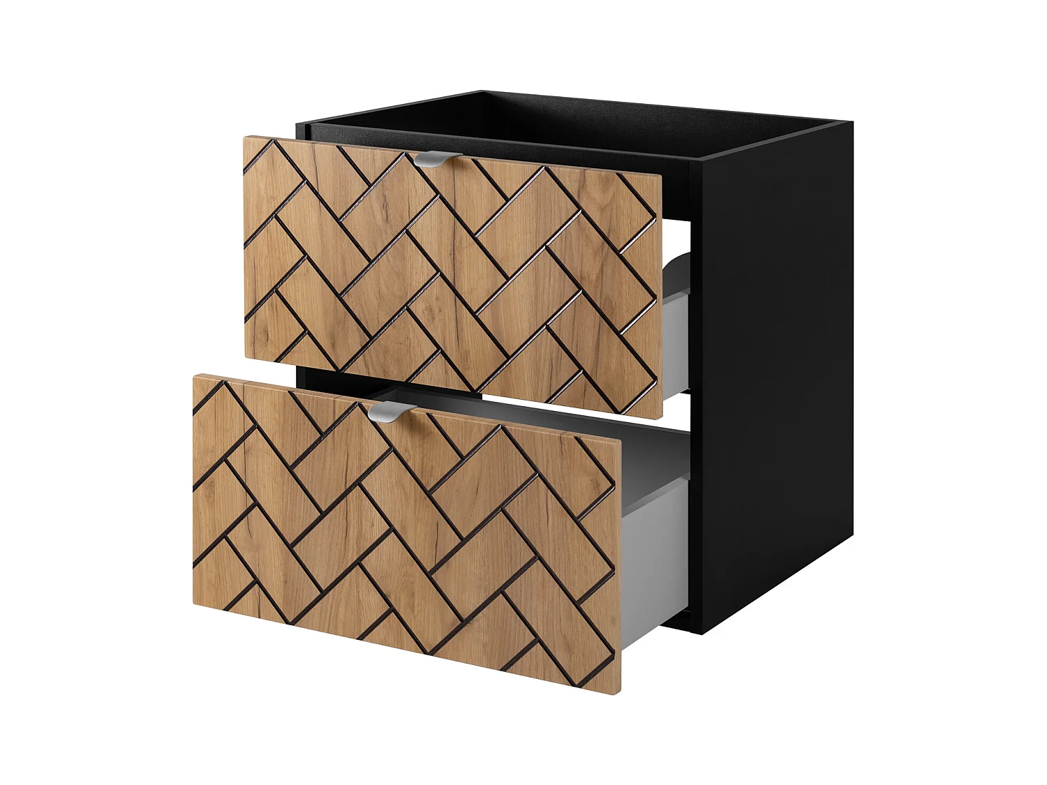 Meble łazienkowe, Złoty dąb rzemieślniczy, 60 x 57 x 46 cm, uchwyty srebrne