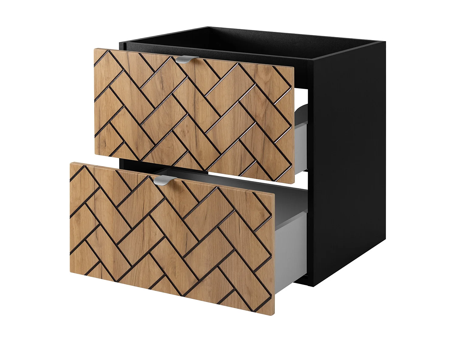 Meuble de salle de bain, Chêne artisanal doré, 60 x 57 x 46 cm, poignées argentées