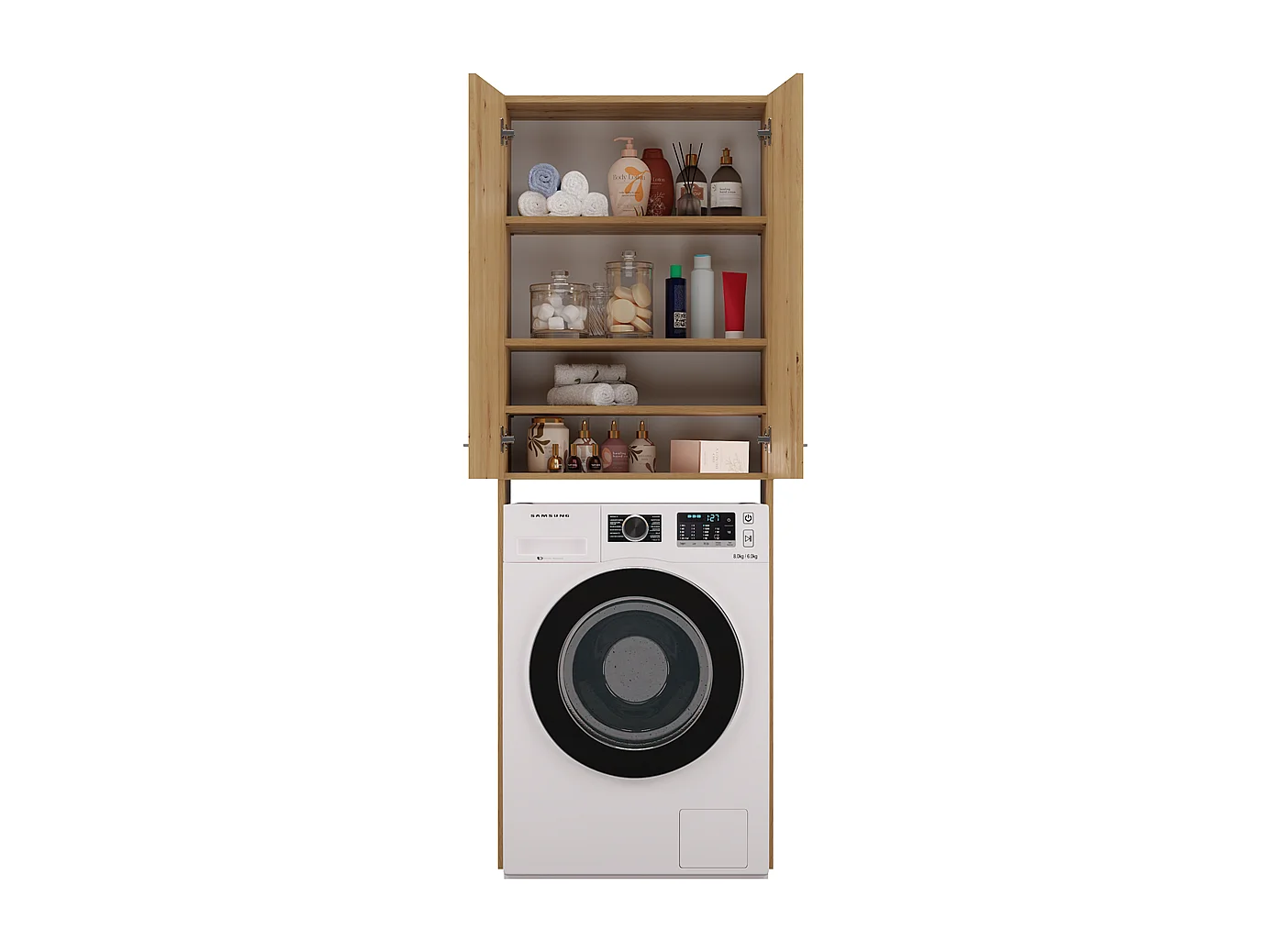 Mueble para lavadora, 30 x 64 x 180 cm, Roble Artesano