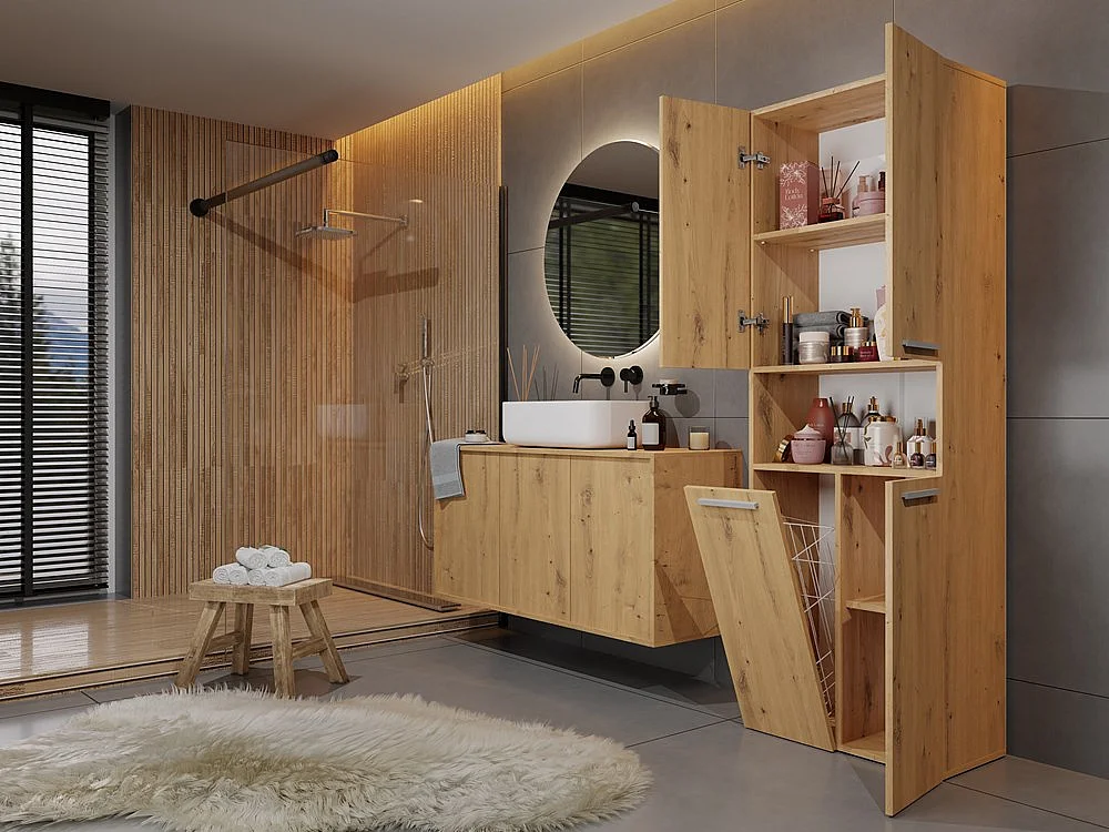 Meuble salle de bain, 174 x 30 x 60 cm, Chêne Artisan