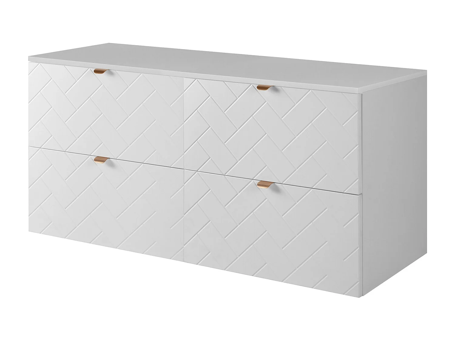 Badezimmermöbel, Mattweiß, 120 x 57 x 46 cm, goldene Griffe