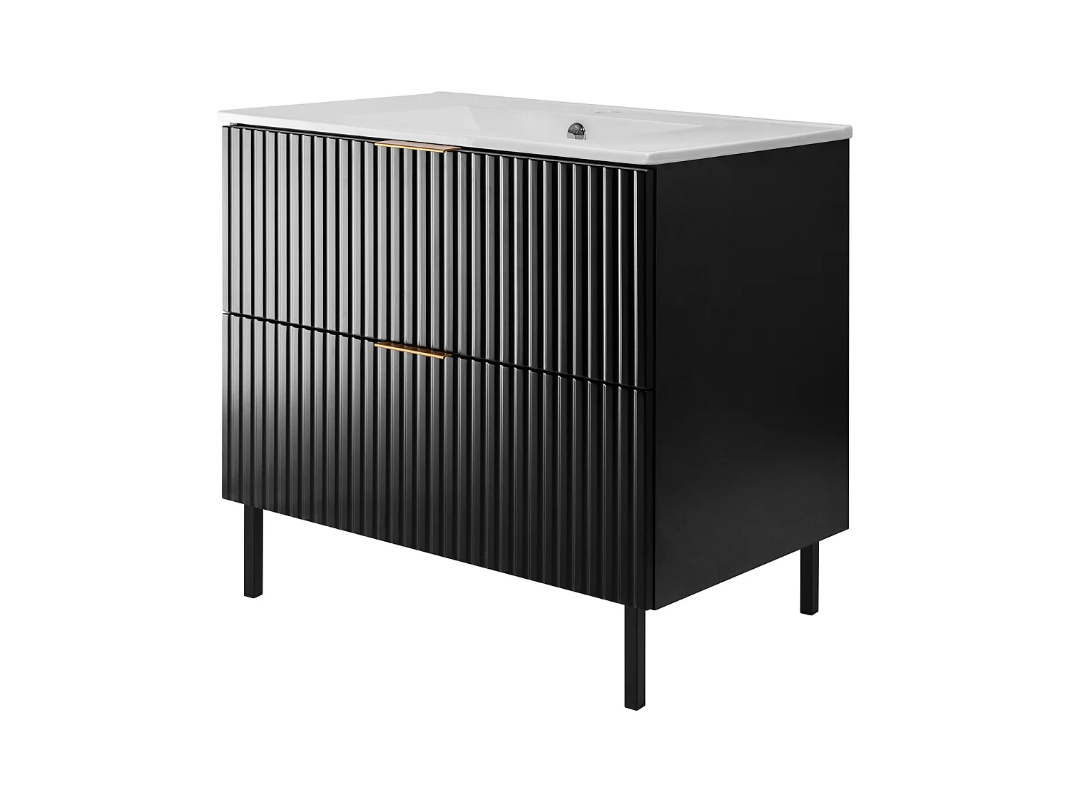 Badkamermeubel, Zwart + gouden handvat, 80 x 77 x 46 cm