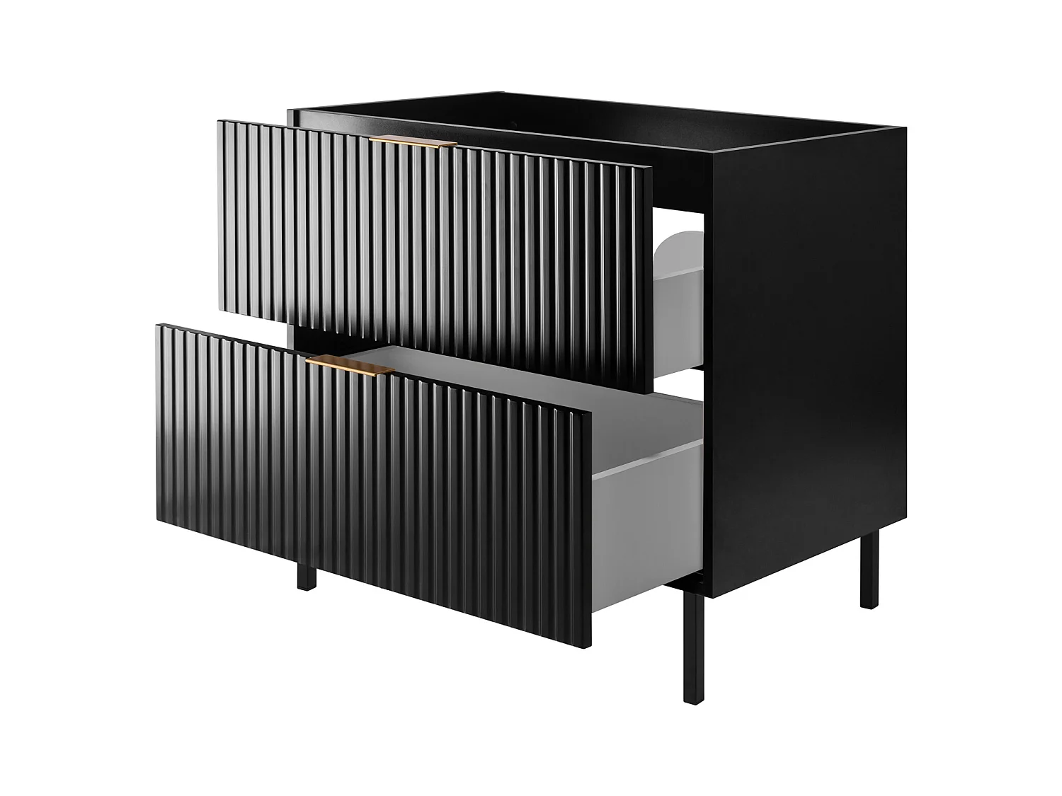 Badkamermeubel, Zwart + gouden handvat, 80 x 77 x 46 cm
