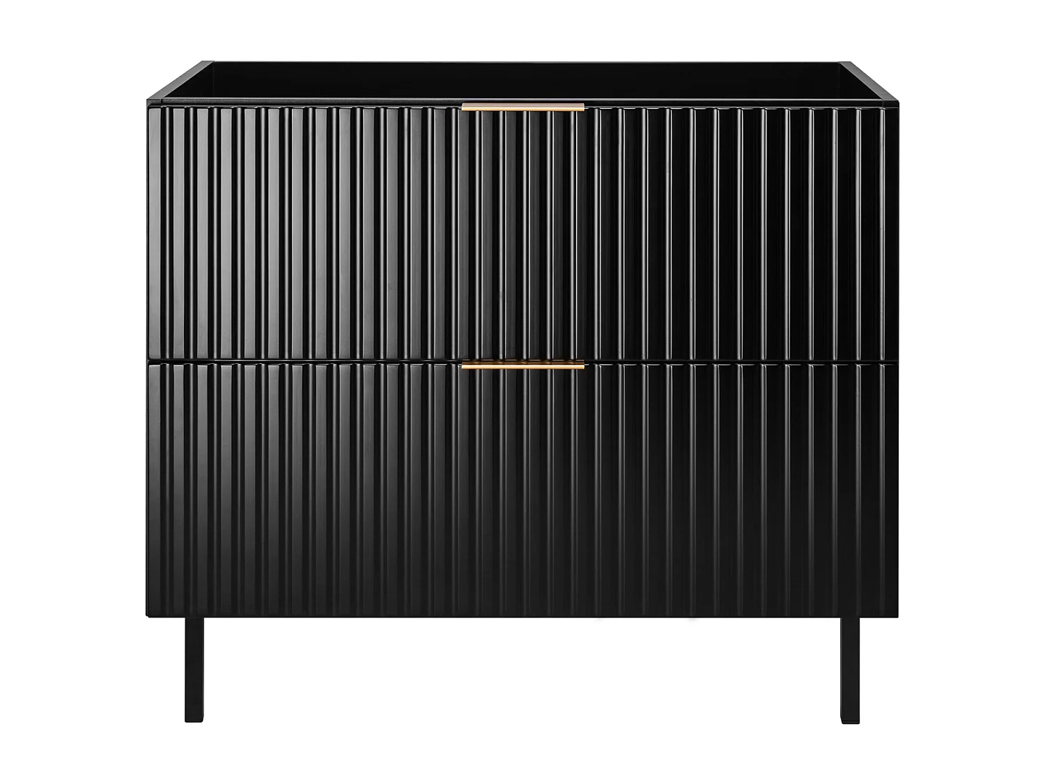 Meuble vasque, Noir + poignée dorée, 80 x 77 x 46 cm, pieds noirs, sans plateau