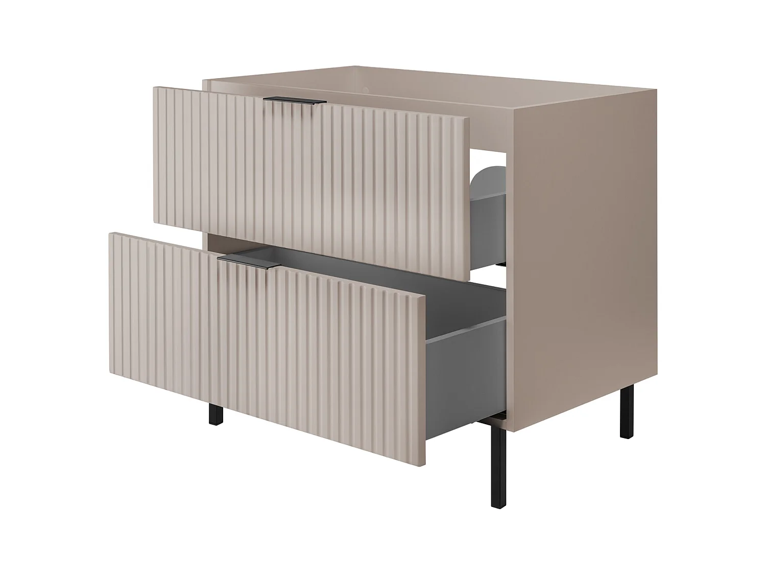 Meuble vasque, Cachemire + poignée noire, 80 x 77 x 46 cm, pieds noirs, sans plateau