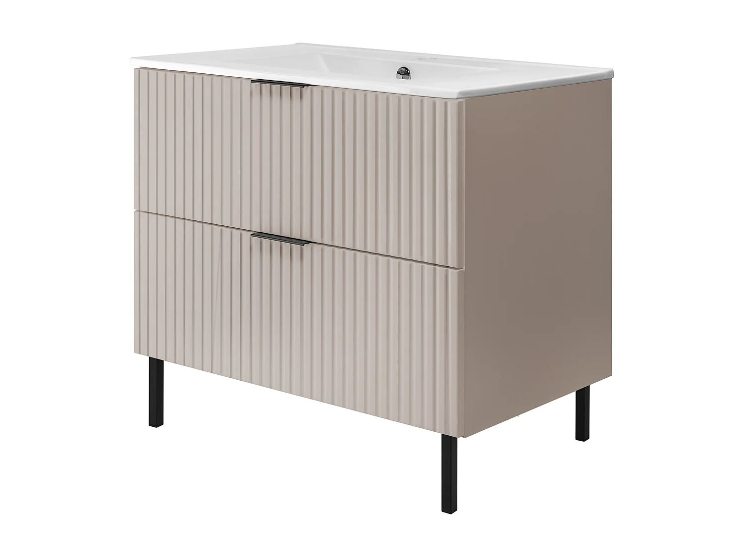 Meuble vasque, Cachemire + poignée noire, 80 x 77 x 46 cm, pieds noirs, sans plateau