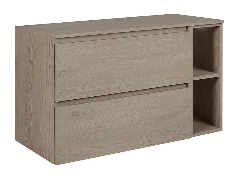 Meuble de salle de bain 100 cm (80+20) avec plan de travail supérieur, Couleur: Chêne Foncé, 100 x 57 x 46 cm