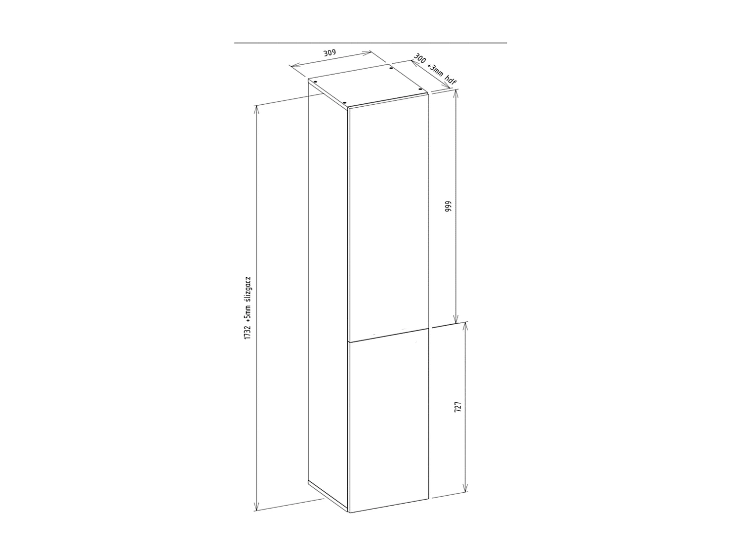 Badezimmermöbel mit Wäschekorb: Kaschmir, 174 x 31 x 30 cm