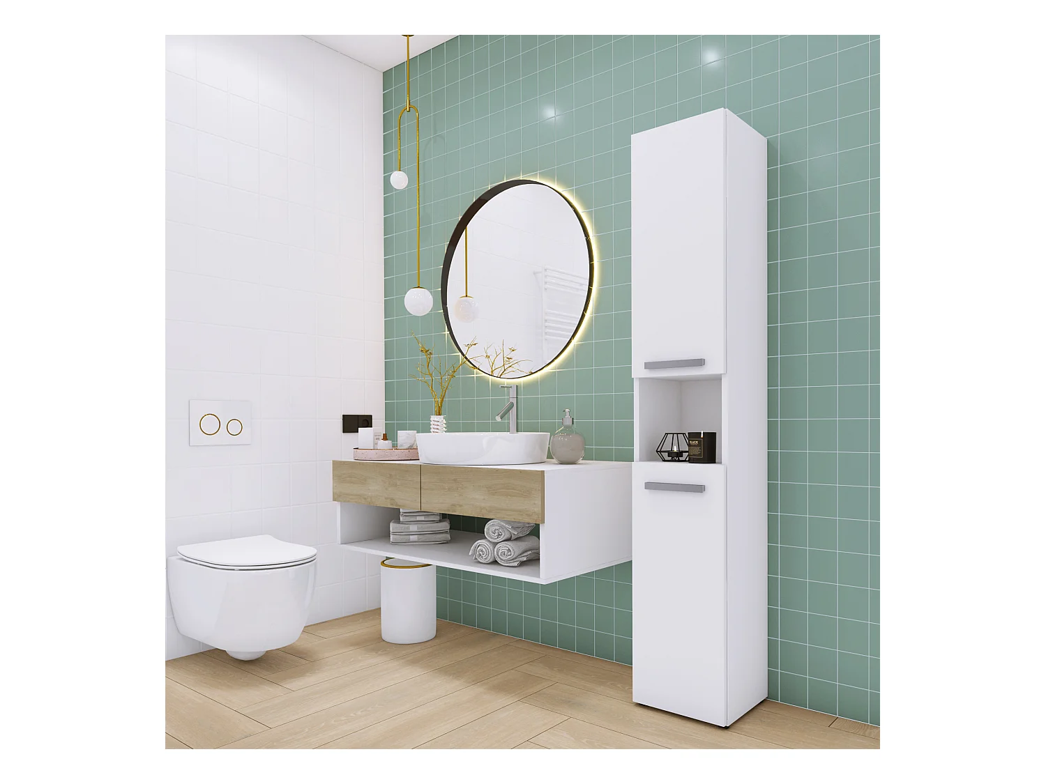 Meuble de salle de bain, Blanc Mat, 30 x 174 x 30 cm