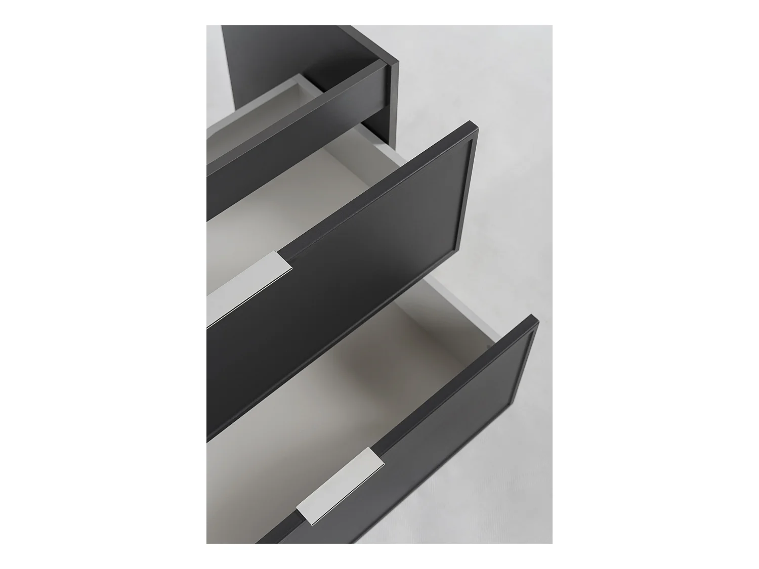 Meuble de salle de bain, Gris foncé, poignée argentée, 46 x 80 x 57 cm