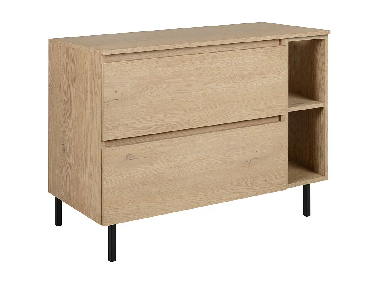 Meuble de salle de bain 100 cm (80+20) avec plan de travail supérieur + pieds meuble, Couleur : Chêne Clair, 100 x 77 x 46 cm