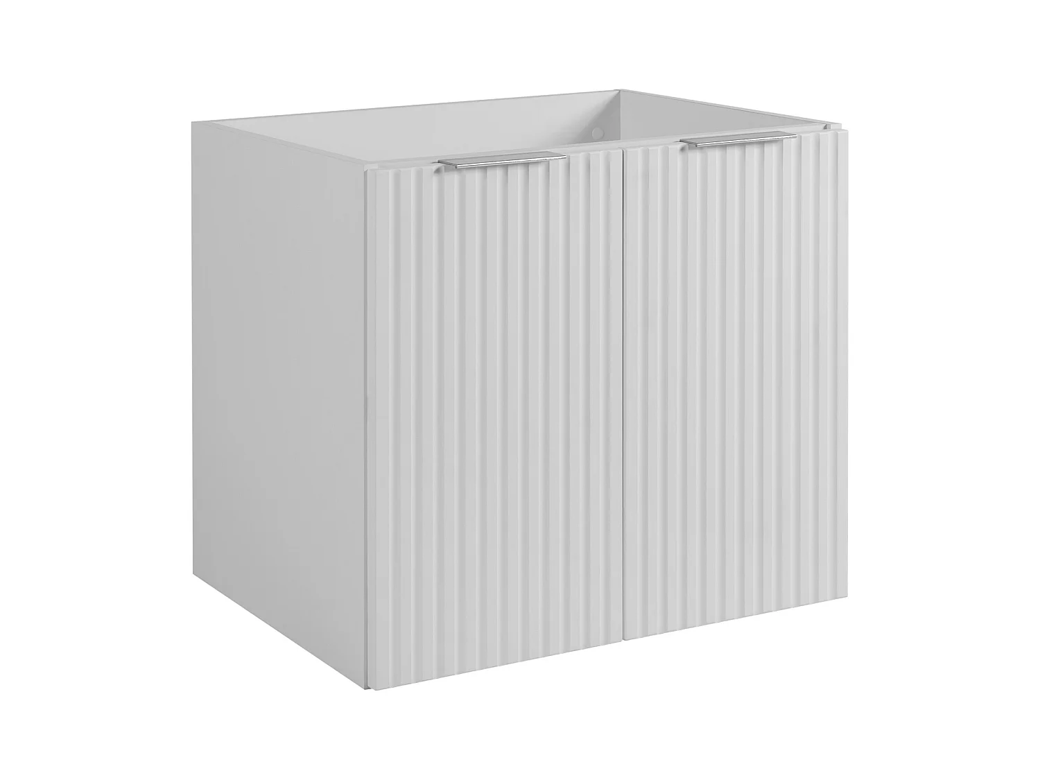 Meuble vasque, Blanc + poignée argentée, 60 x 57 x 46 cm