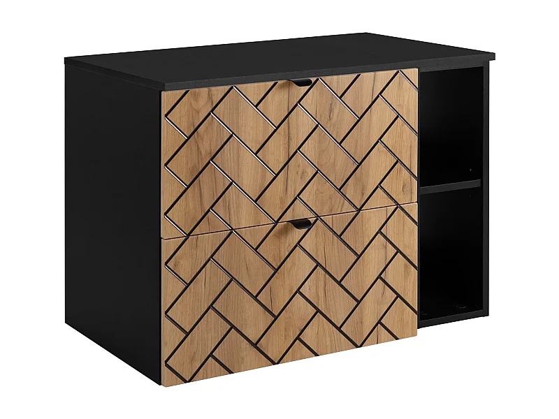 Badezimmermöbel, goldene handwerkliche Eiche, 80 x 57 x 46 cm, schwarze Griffe