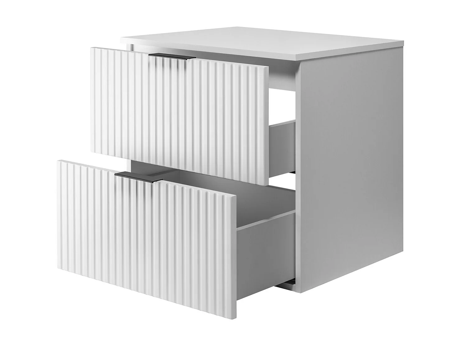 Meuble vasque, Blanc, 60 x 57 x 46 cm, poignée noire + Plan de travail