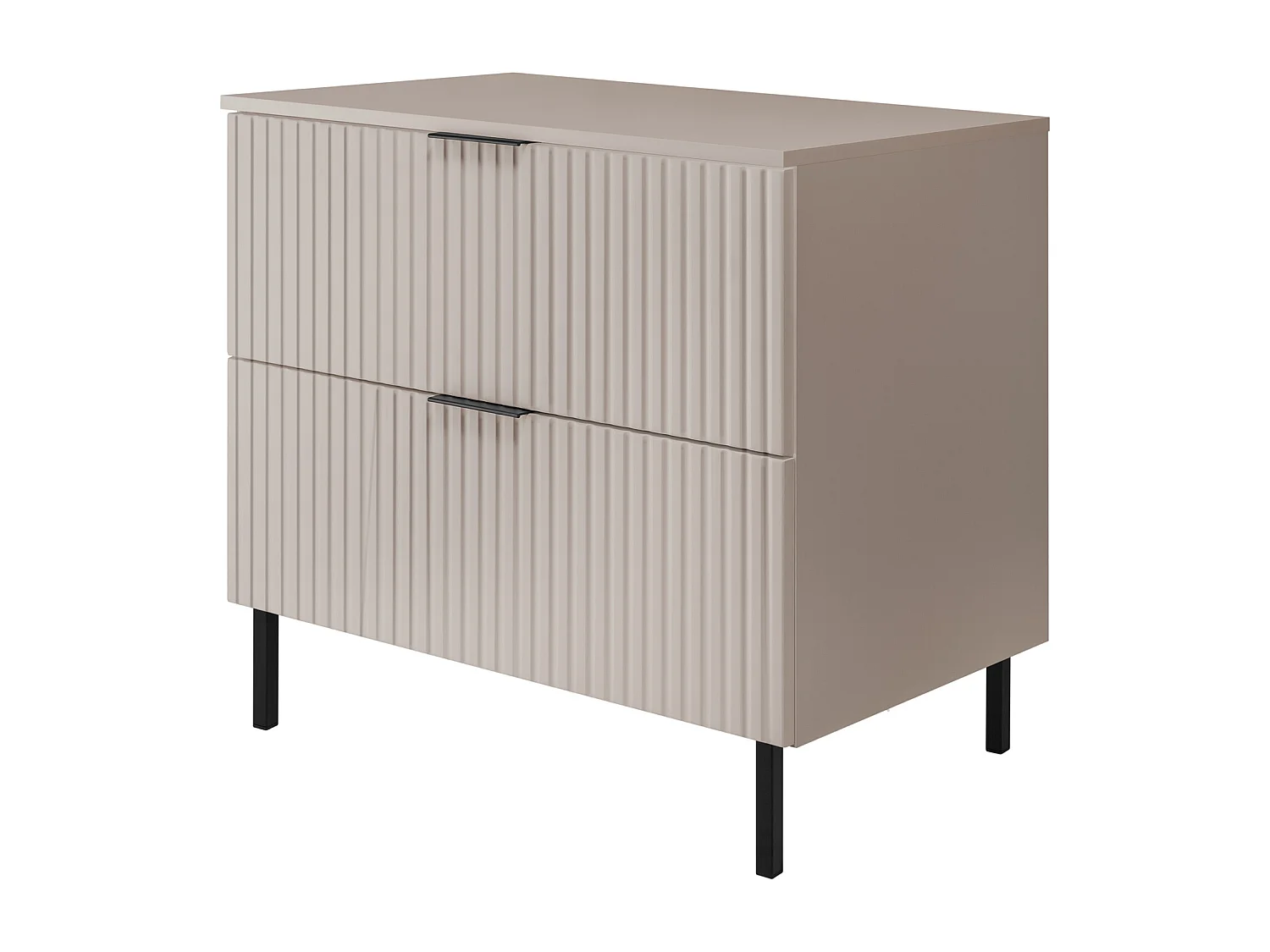 Meuble vasque, Cachemire + poignée noire, 80 x 77 x 46 cm, pieds noirs + Plan de travail