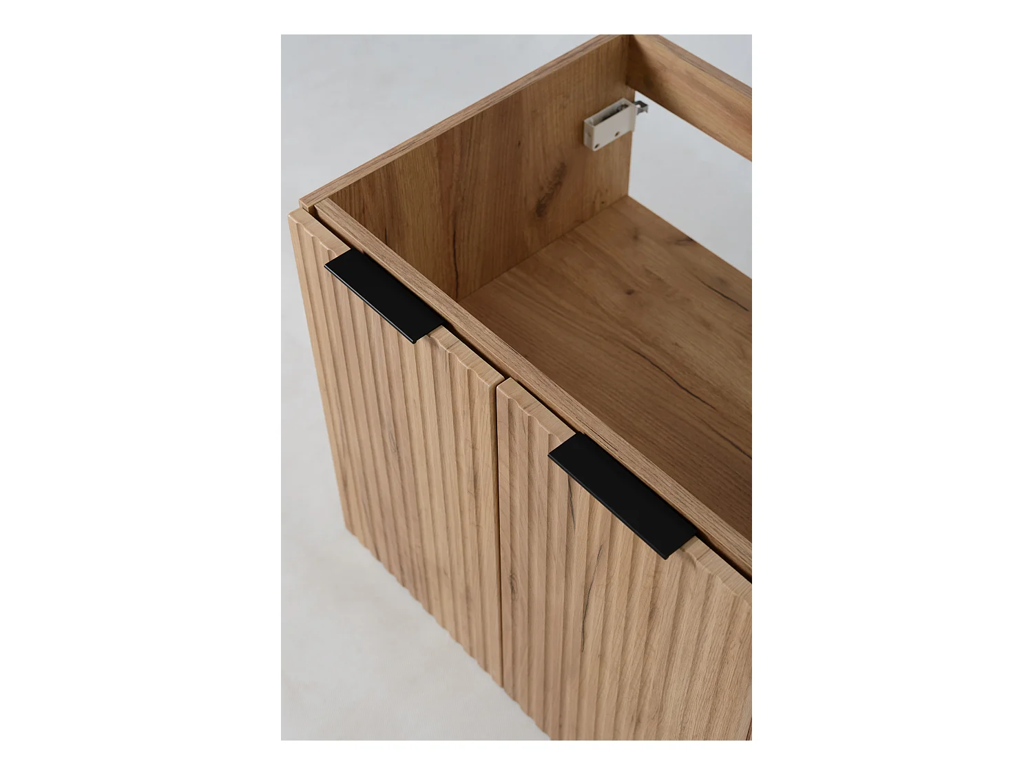 Meuble vasque, Chêne Craft + poignée noire, 80 x 57 x 46 cm