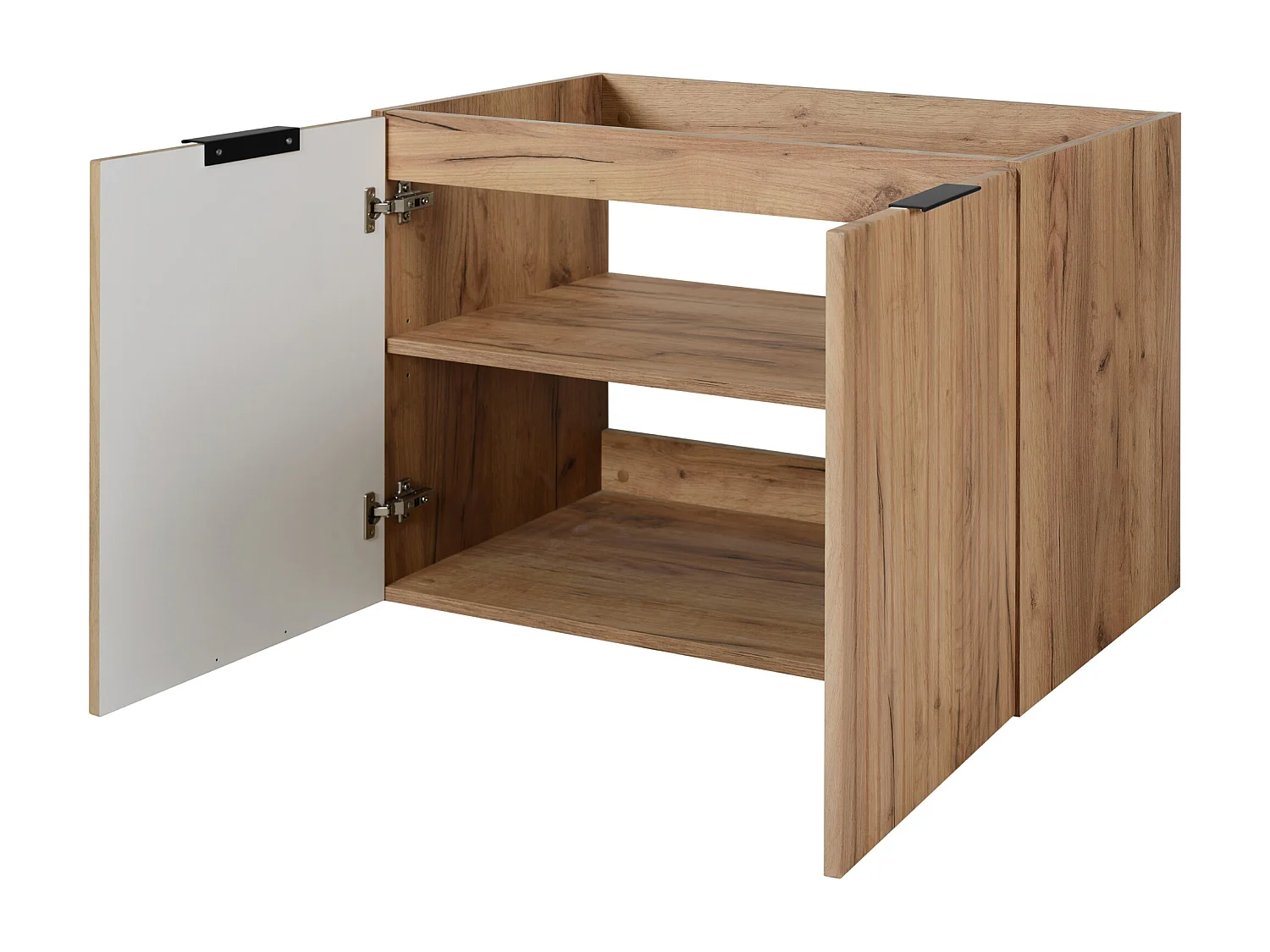 Badezimmermöbel, Craft-Eiche + schwarzer Griff, 80 x 57 x 46 cm