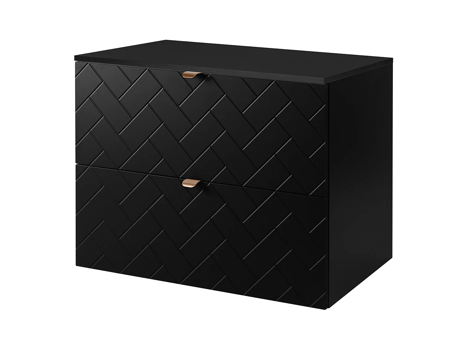 Meuble de salle de bain, Noir Mat, 80 x 57 x 46 cm, poignées dorées