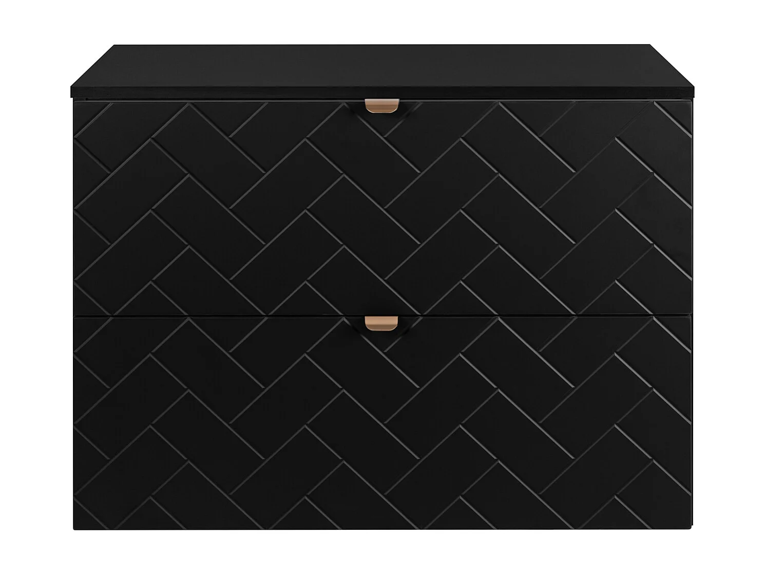 Meuble de salle de bain, Noir Mat, 80 x 57 x 46 cm, poignées dorées