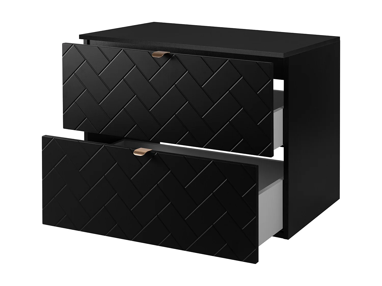 Meuble de salle de bain, Noir Mat, 80 x 57 x 46 cm, poignées dorées