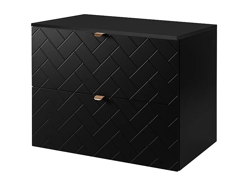 Meuble de salle de bain, Noir Mat, 80 x 57 x 46 cm, poignées dorées