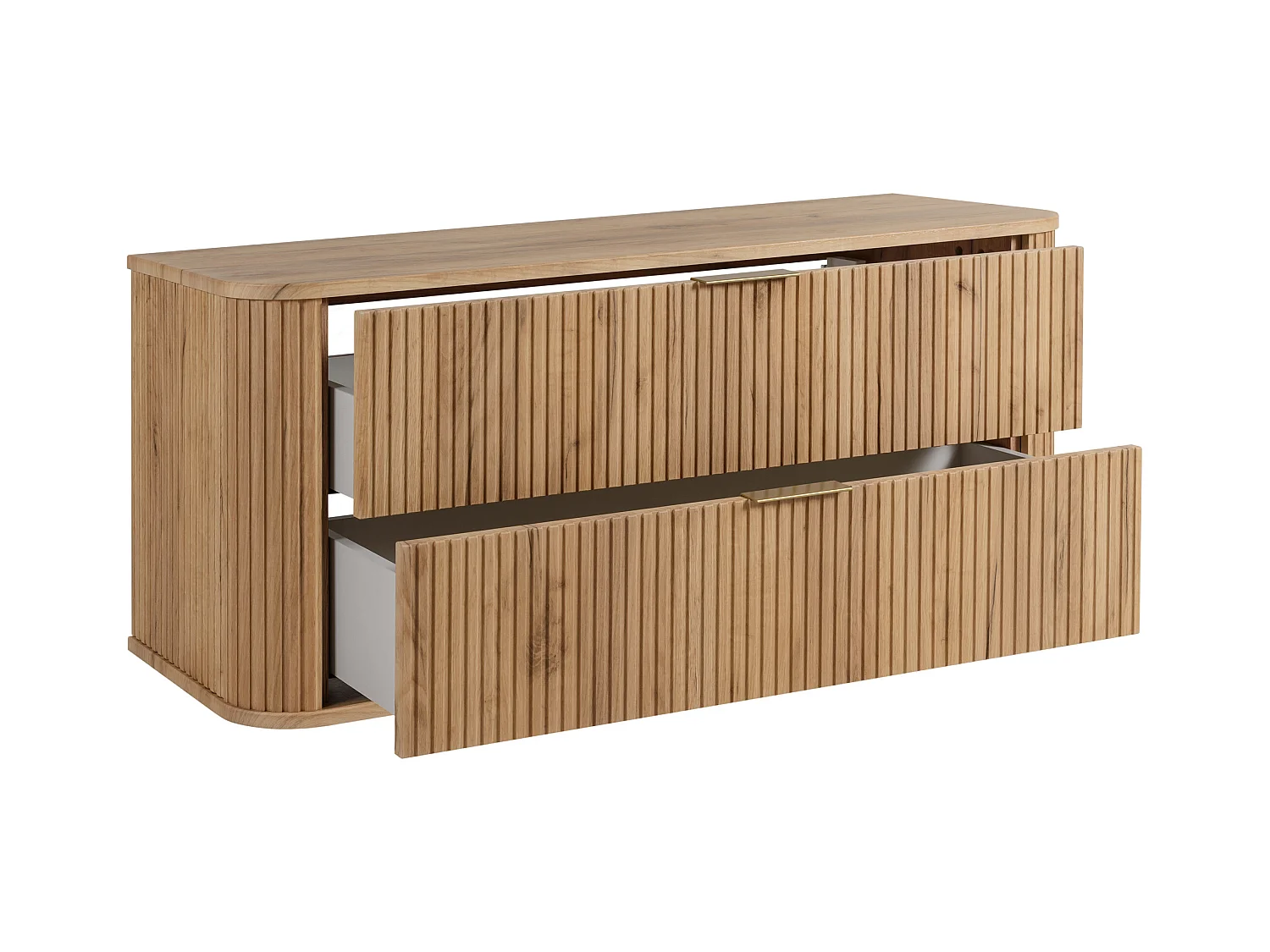 Meuble de salle de bain, Chêne Craft, poignée dorée, 41,5 x 120 x 51,7 cm