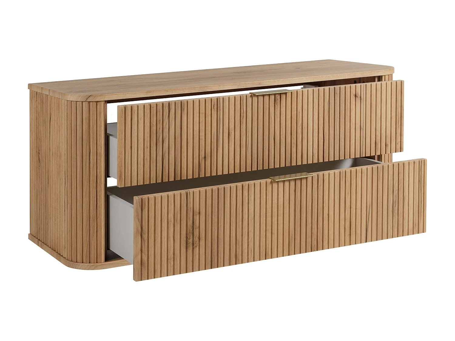 Meuble de salle de bain, Chêne Craft, poignée dorée, 41,5 x 120 x 51,7 cm