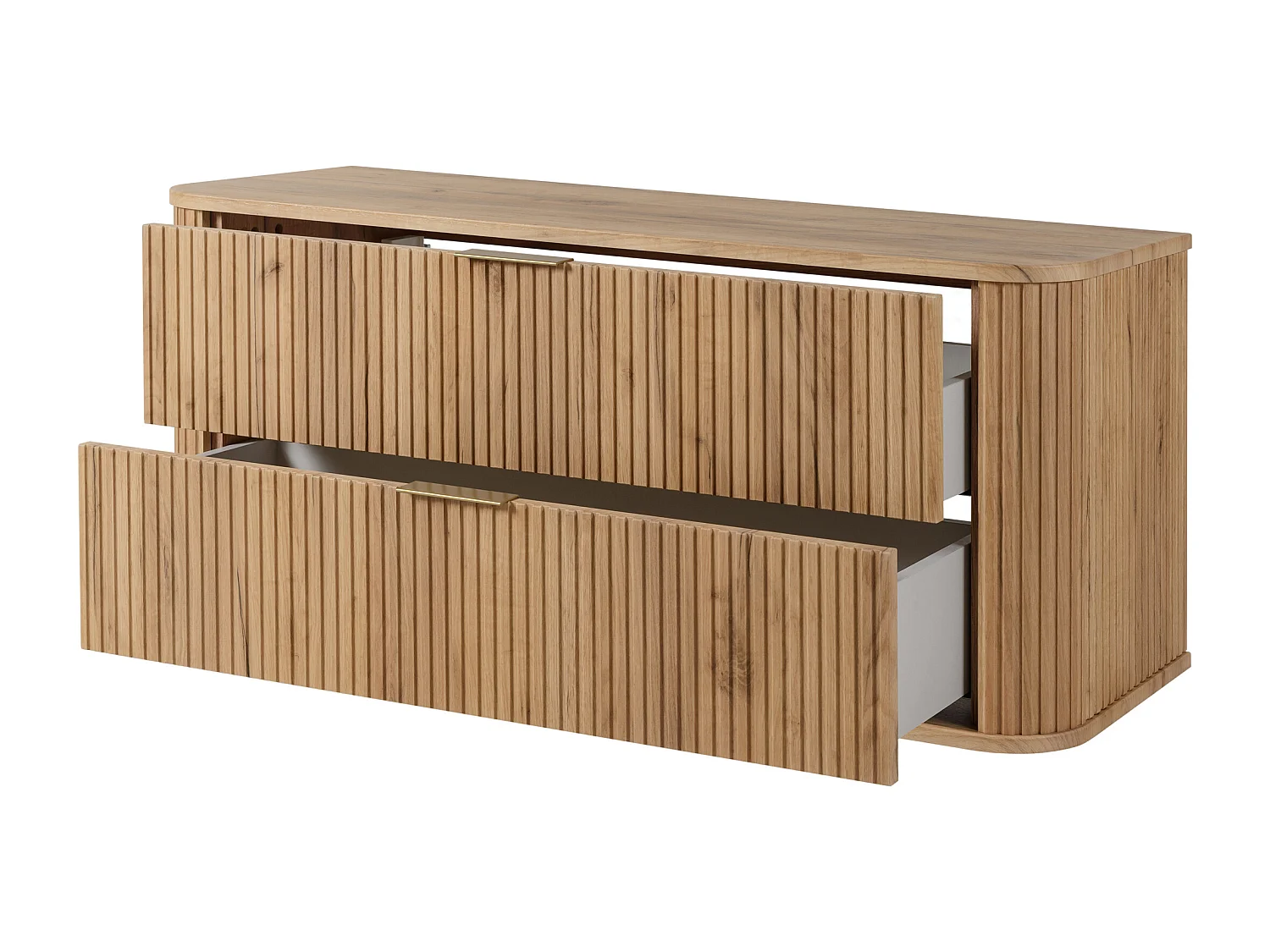 Meuble de salle de bain, Chêne Craft, poignée dorée, 41,5 x 120 x 51,7 cm