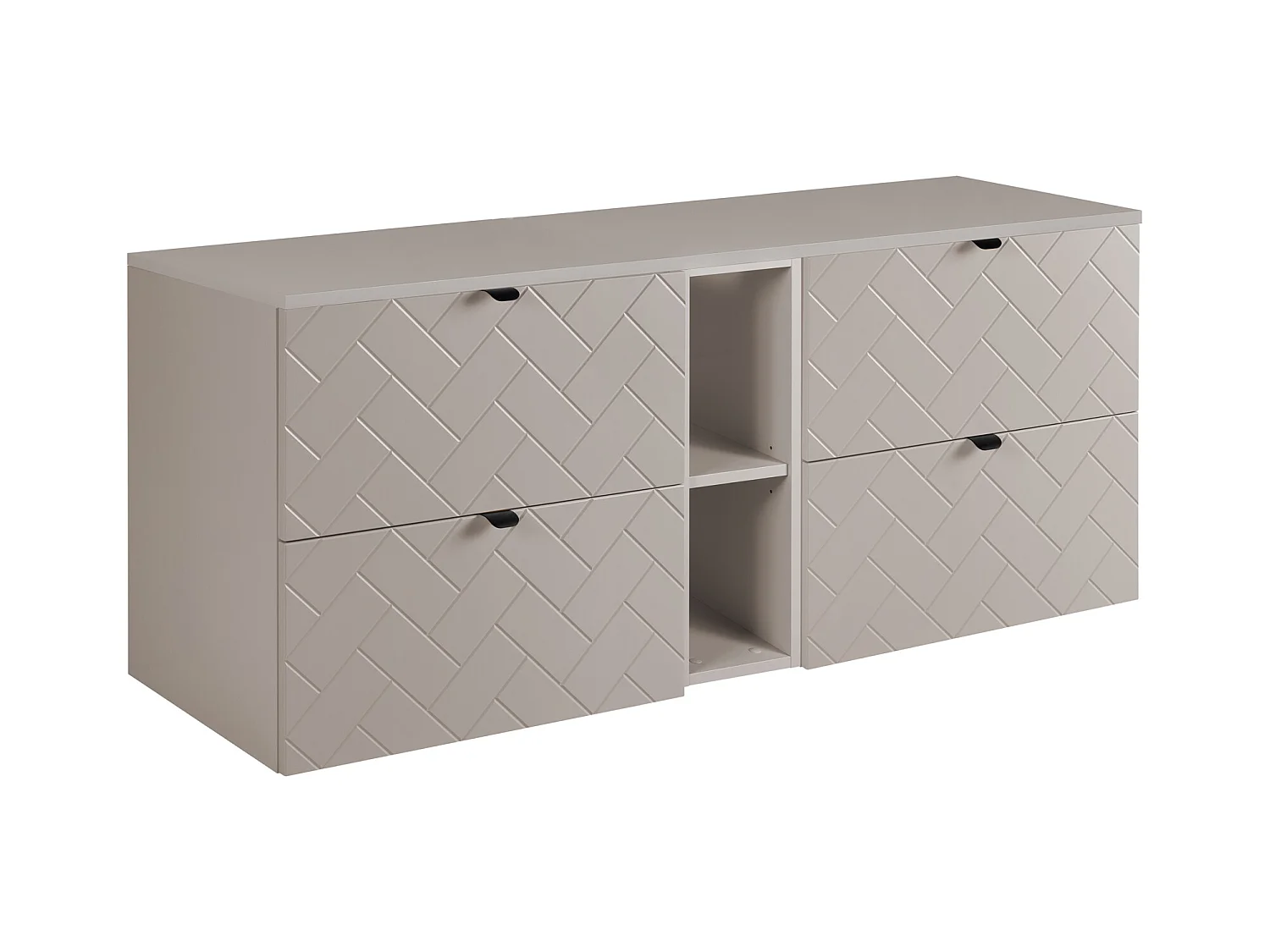 Meuble de salle de bain, Cachemire, 140 x 57 x 46 cm, poignées noires