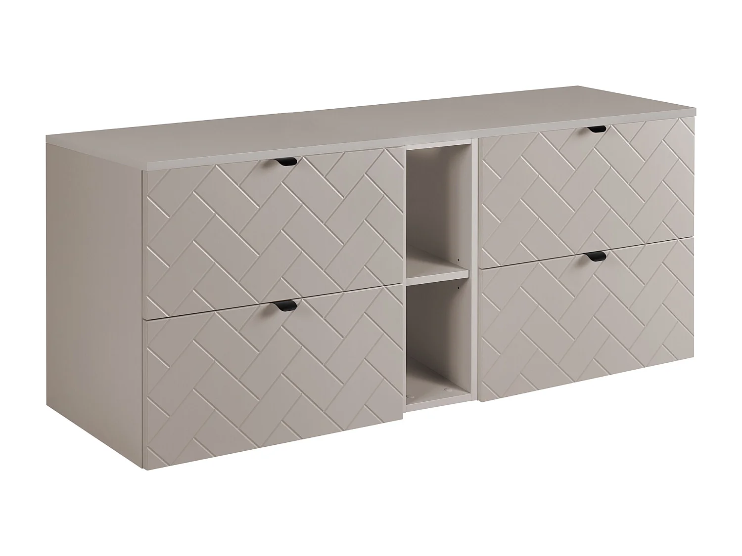 Meuble de salle de bain, Cachemire, 140 x 57 x 46 cm, poignées noires