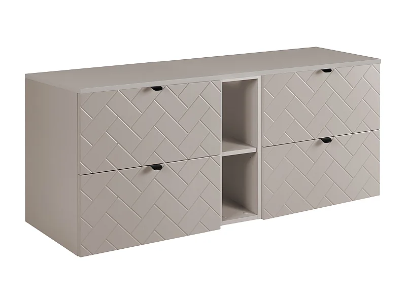 Meuble de salle de bain, Cachemire, 140 x 57 x 46 cm, poignées noires