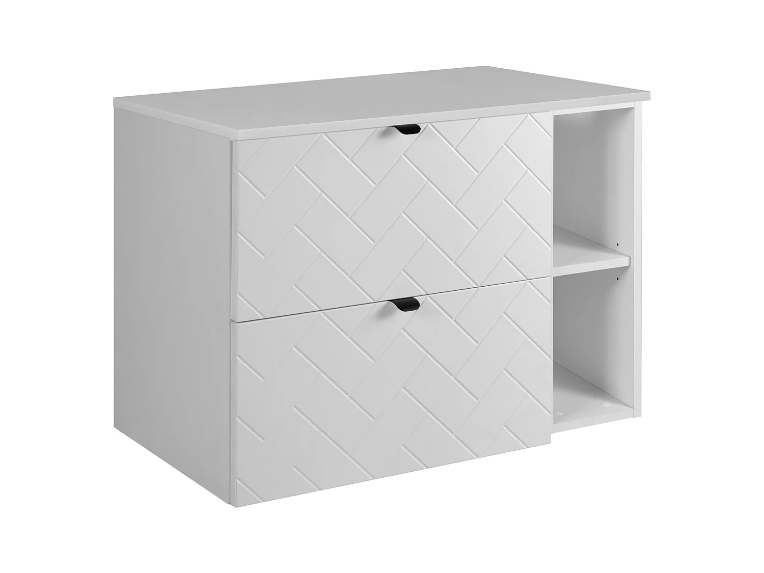 Badkamermeubel, Mat Wit, 80 x 57 x 46 cm, zwarte handgrepen