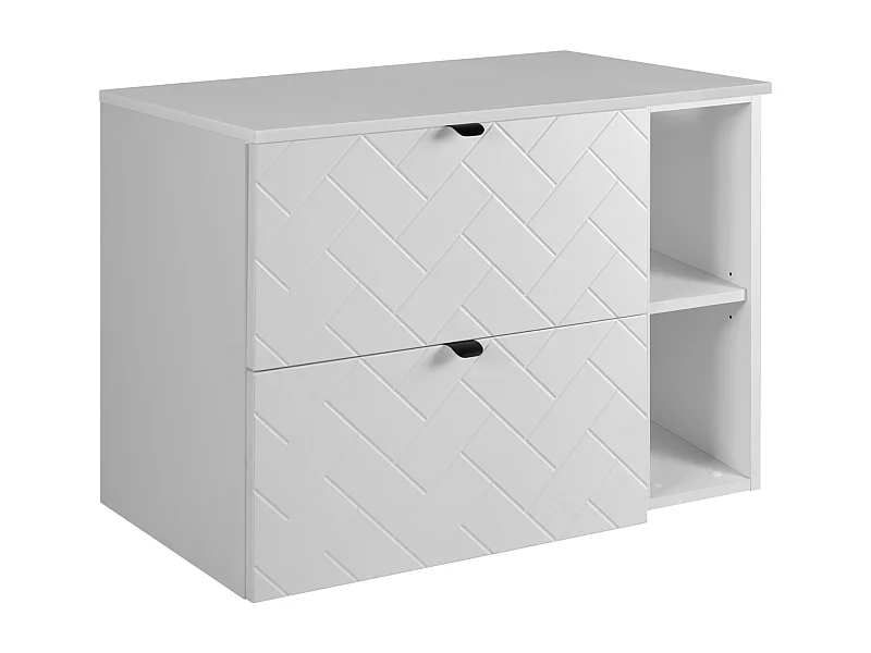 Meuble de salle de bain, Blanc Mat, 80 x 57 x 46 cm, poignées noires