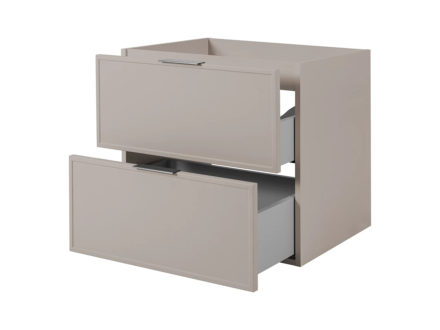 Badezimmerschrank, Kaschmir, silberner Griff, 46 x 60 x 57 cm