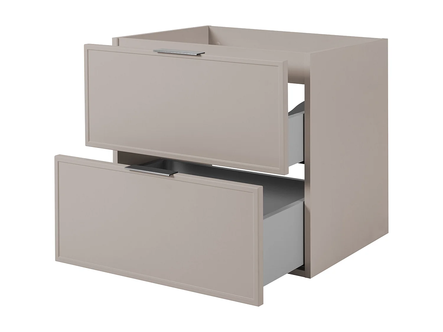 Badezimmerschrank, Kaschmir, silberner Griff, 46 x 60 x 57 cm