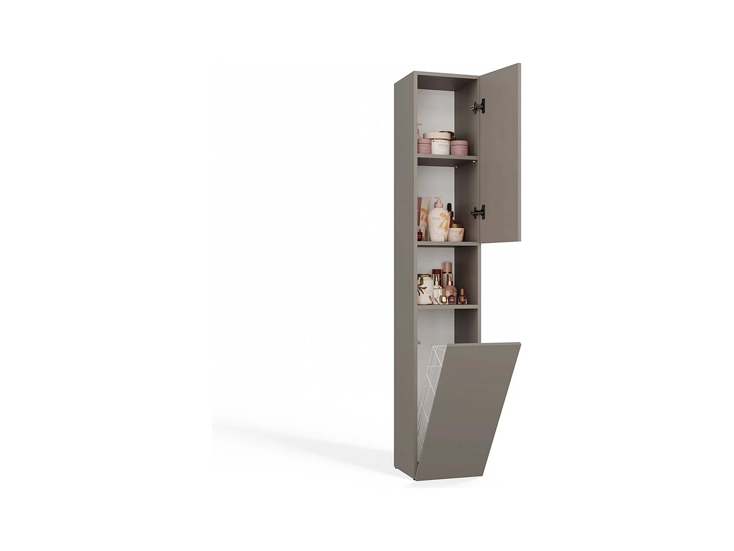 Badkamermeubel met wasmand, Clay, 174 x 31 x 30cm