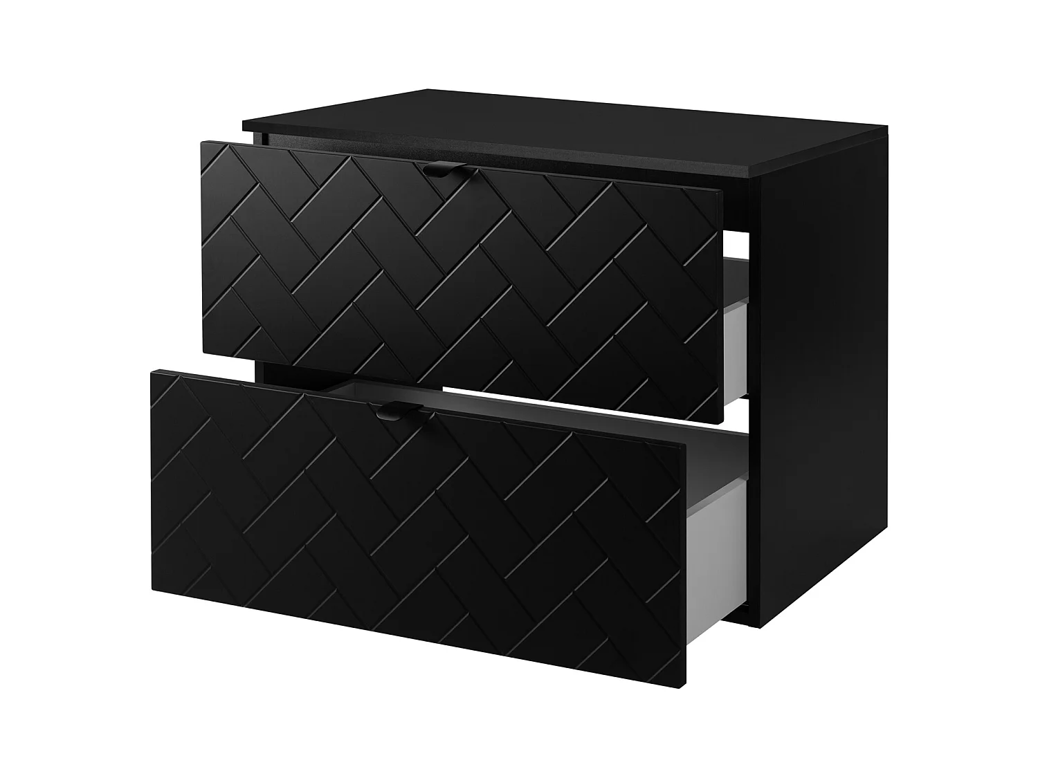 Meuble de salle de bain, Noir Mat, 80 x 57 x 46 cm, poignées noires