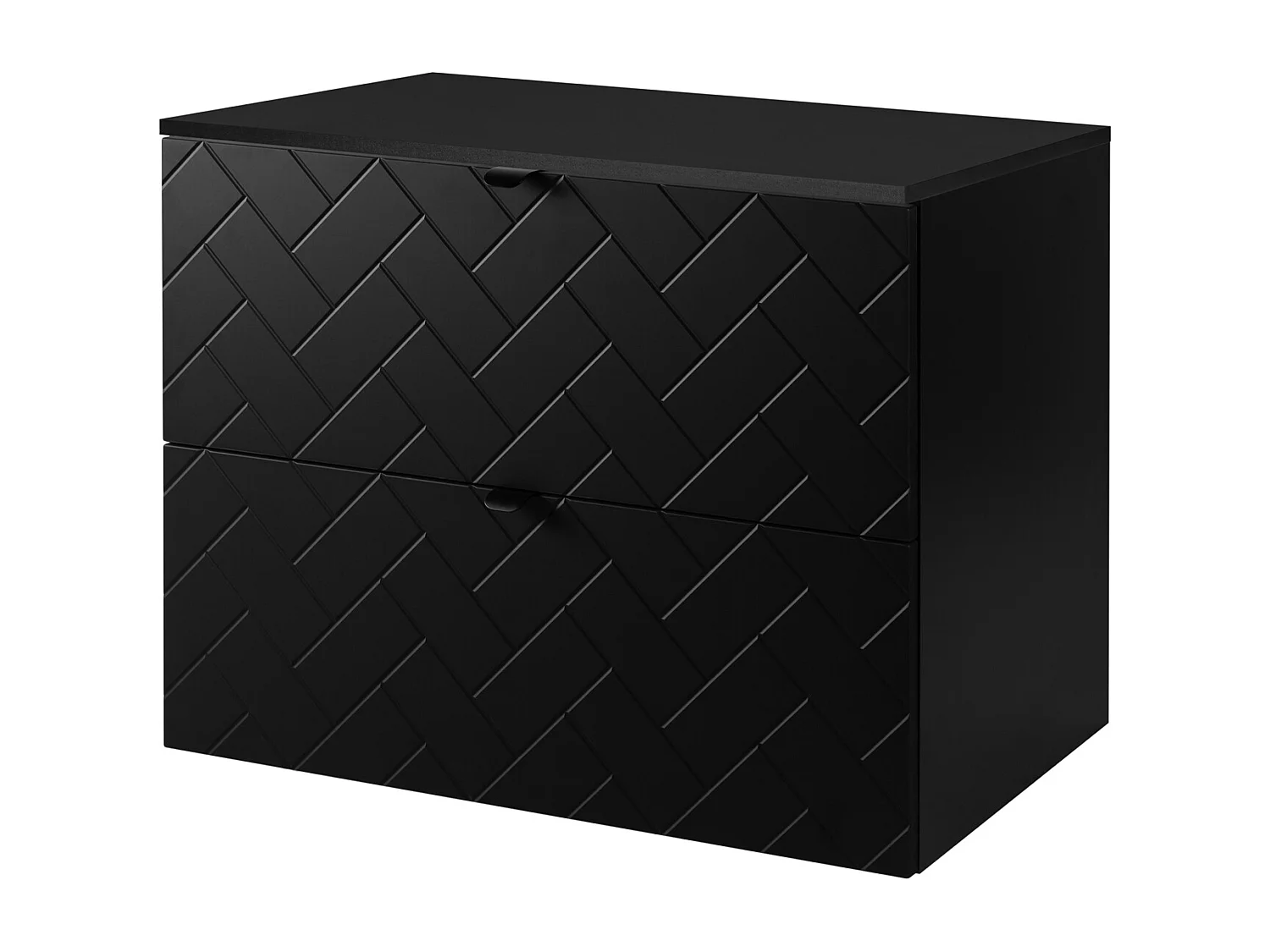 Meuble de salle de bain, Noir Mat, 80 x 57 x 46 cm, poignées noires