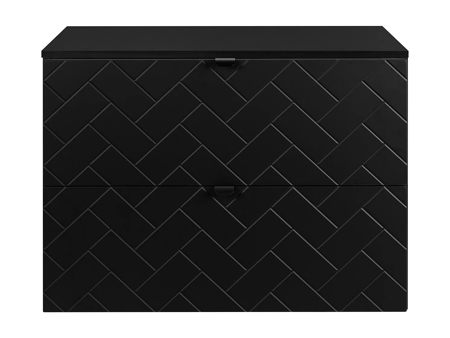 Meuble de salle de bain, Noir Mat, 80 x 57 x 46 cm, poignées noires