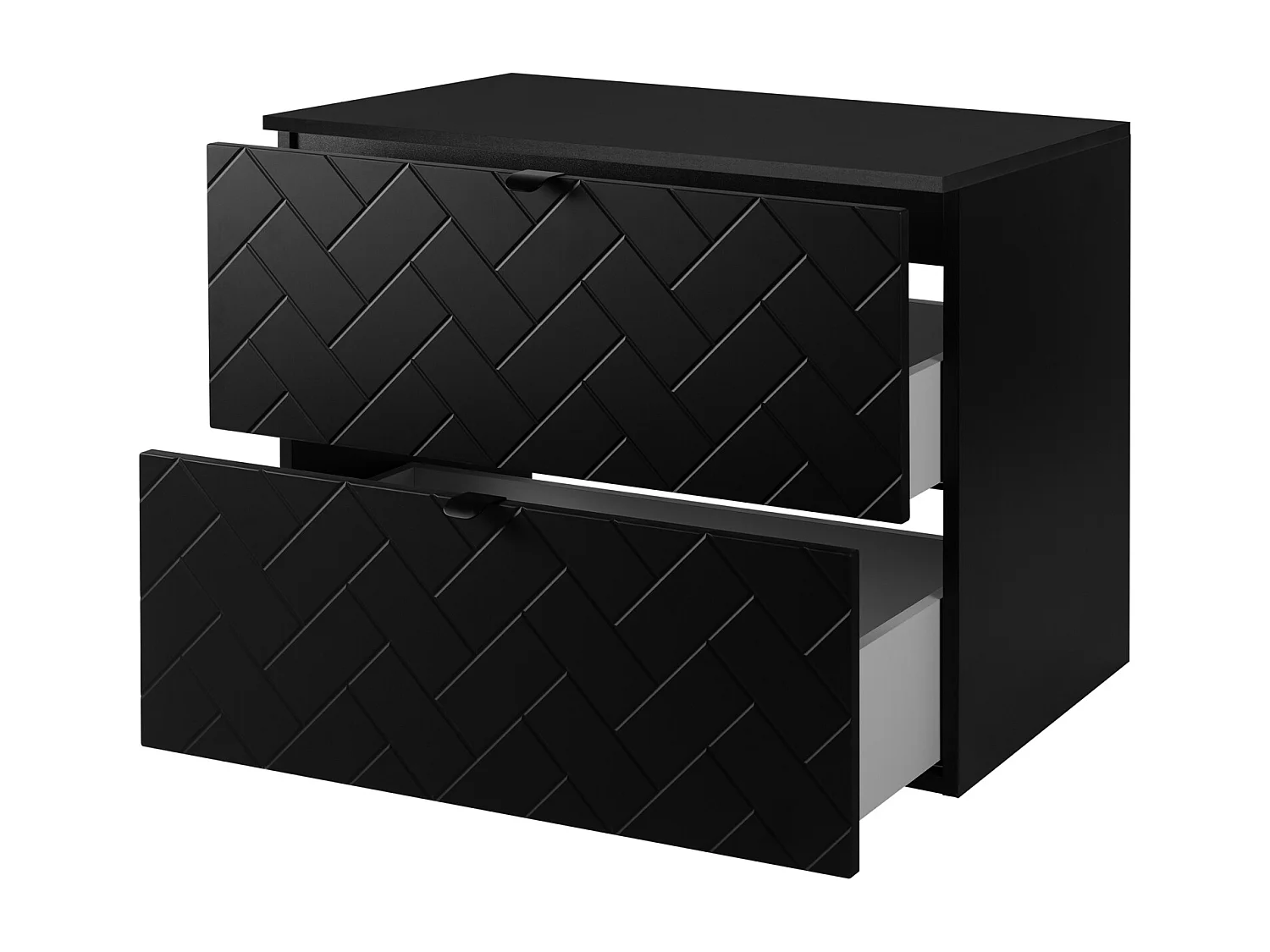 Meuble de salle de bain, Noir Mat, 80 x 57 x 46 cm, poignées noires