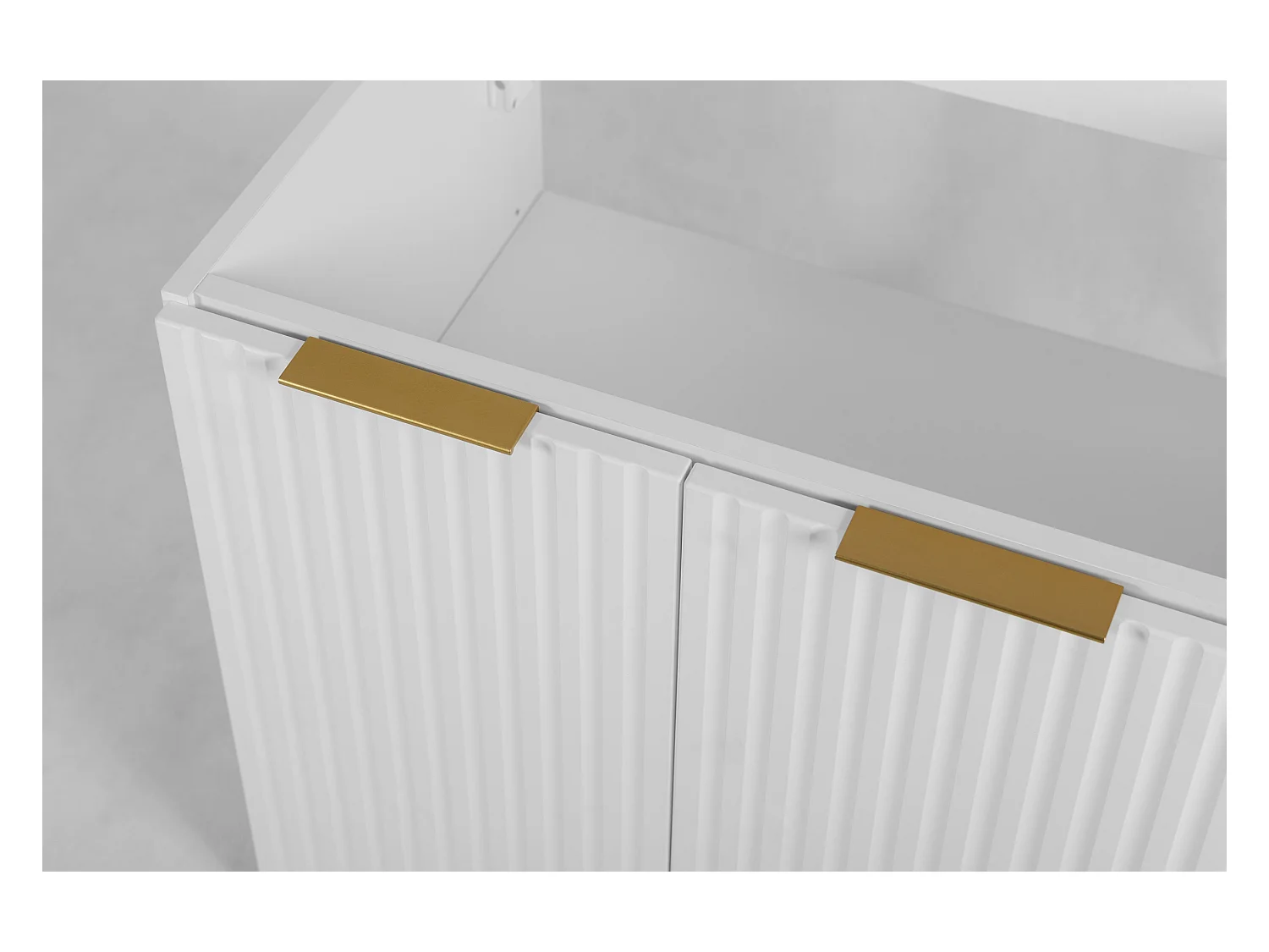 Meuble vasque, Blanc + poignée dorée, 80 x 57 x 46 cm